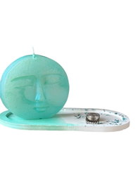 Aberto Design Glamour Candle 21ST - Conjunto de Velas de Concreto Azul y Blanco
